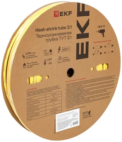 

Термоусаживаемая трубка EKF tut-6-y ТУТ нг 6/3 желтая рулон, tut-6-y