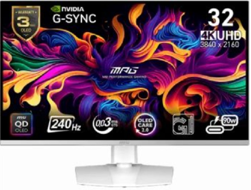 

Монитор 31,5" MSI MPG 321URXW 9S6-3DD29A-051 3840x2160, 16:9, QD-OLED, 250 cd/m, 1500000:1, 0.03 ms, 178°/178°, 240Hz, 2*HDMI, DP, Type C, USB Hub, Pi, MPG 321URXW