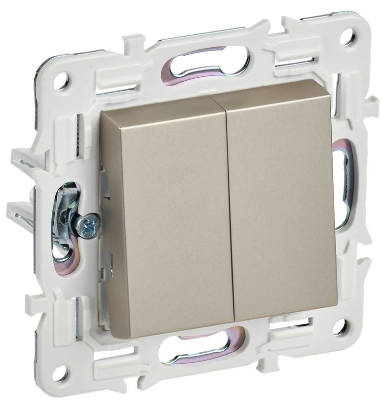 

Переключатель двухклавишный IEK SK-V23-0-10-K37 SKANDY 10А SK-V06Sh Шампань, SK-V23-0-10-K37