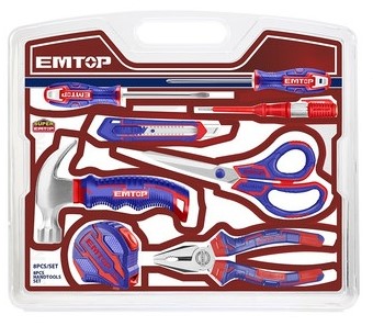 

Набор инструментов EMTOP EHTS01081 ручных (8 предметов), EHTS01081