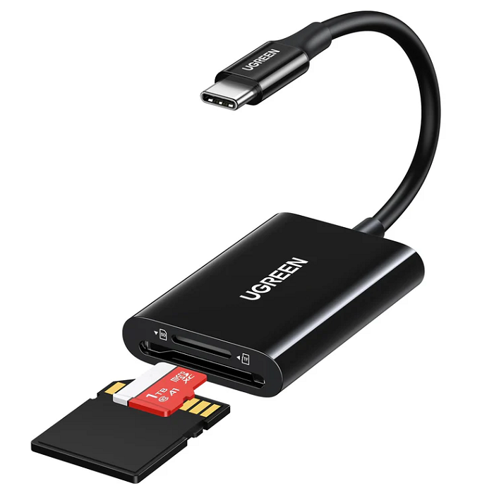 

Кабель UGREEN CM265 35622_ USB-C 3.1 to TF/SD 3.0 Multifunction Card Reader, black, CM265