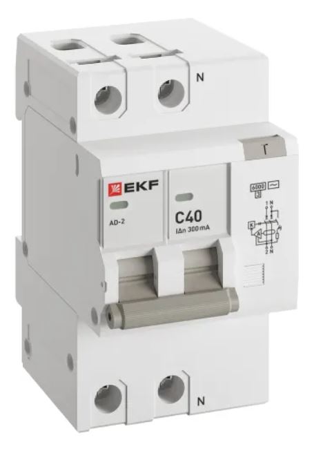 

Автомат дифференциальный EKF DA2-6-40-300-pro АД-2 2Р 40А характеристика C 300мА тип АС электронный 6кА PROXIMA, DA2-6-40-300-pro