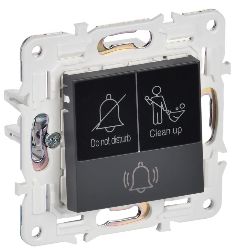 

Кнопка звонка IEK SK-V14-2-10-K48 SKANDY с индикацией для отелей 10А SK-V17T титан, SK-V14-2-10-K48