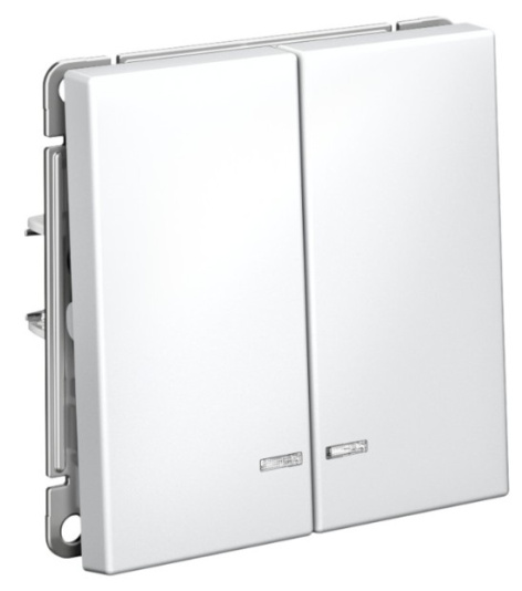 Изображение товара Выключатель двухклавишный с подсветкой Systeme Electric GAL000153S
