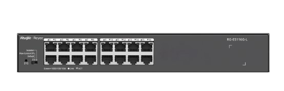 

Коммутатор неуправляемый RUIJIE NETWORKS RG-ES116G-L 16-портовый гигабитный, без PoE, RG-ES116G-L