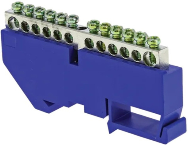 Изображение товара Шина EKF sn1-63-14-d для заземления и нулевых проводников 14 отверстий никелированная латунь