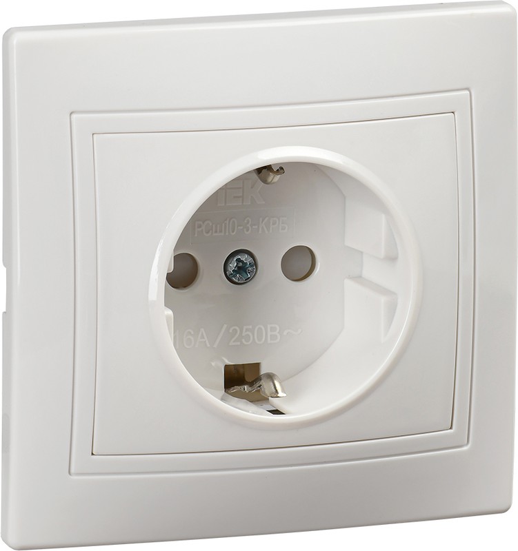 

Розетка с заземлением IEK KV-R14-16-PC-K01 KVARTA с защитными шторками 16А РСш10-3-КРБ белый, KV-R14-16-PC-K01
