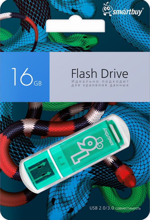 

Накопитель USB 2.0 16GB SmartBuy SB16GBGSGSN Glossy Green Snake Edition, SB16GBGSGSN