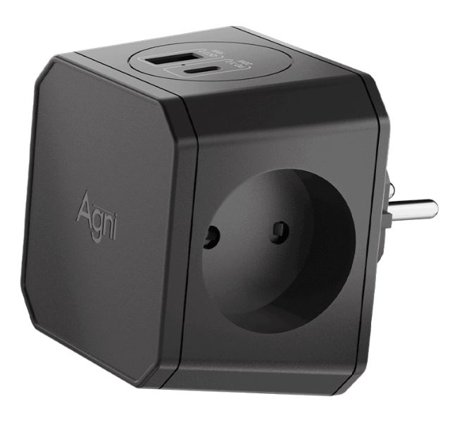 

Тройник AGNI TP-WJ2U3E-black 3 розетки, 16А, 4000Вт, 220-250В, USB, Type-C, черный, TP-WJ2U3E-black