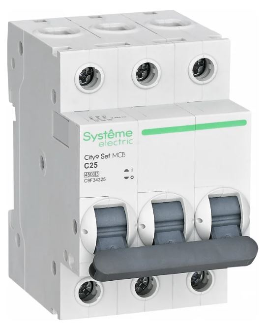 

Автоматический выключатель Systeme Electric C9F34325 City9 Set С 25А 3P 4.5kA 400В, C9F34325
