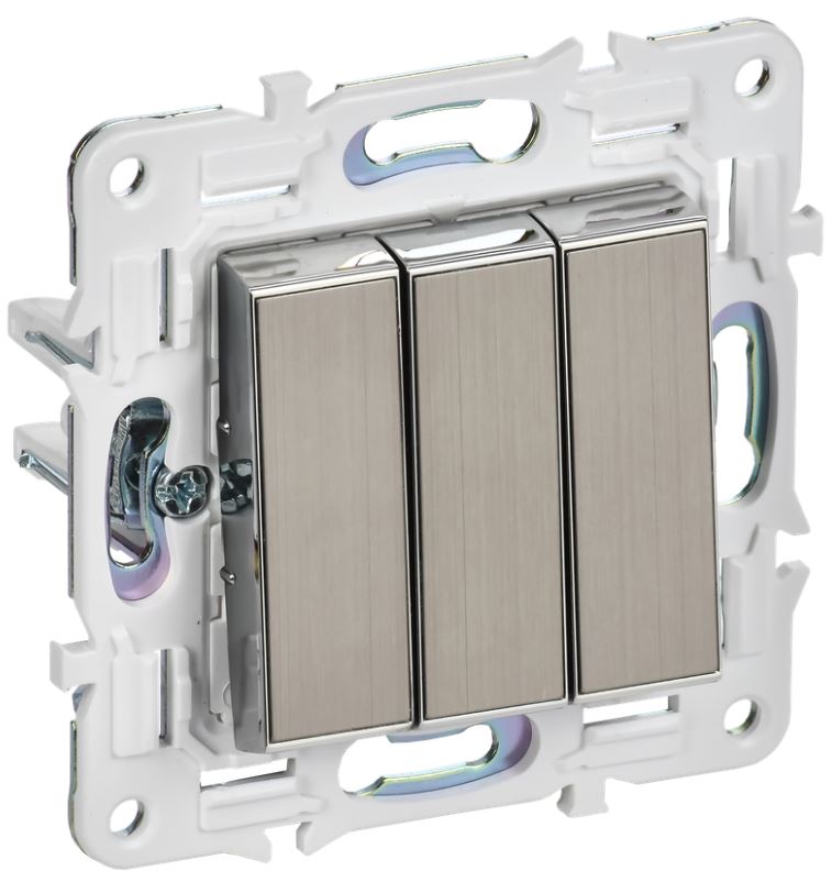 

Выключатель трехклавишный IEK SK-V30-0-10-K50 SKANDY 10А SK-V11N металл никель, SK-V30-0-10-K50