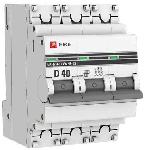 Изображение товара Автоматический выключатель EKF mcb4763-4-40D-pro для защиты электросетей