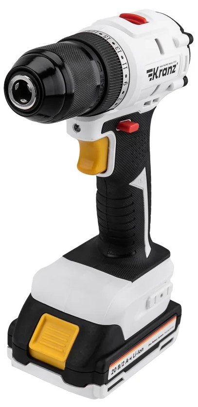 

Дрель KRANZ KR-PT-055 шуруповерт бесщеточная аккумуляторная, Li-Ion, 20В, 55 Нм, 2 акк. х 2Ач, в кейсе, KR-PT-055