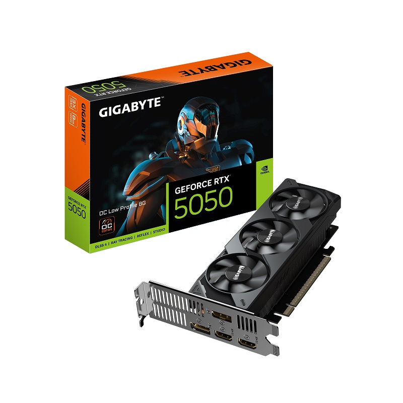 

Видеокарта PCI-E GIGABYTE GeForce RTX 5050 OC LOW (GV-N5050OC-8GL) 8GB GDDR6 128bit 5nm 2587/20000MHz 2*HDMI 2*DP, GeForce RTX 5050 OC LOW (GV-N5050OC-8GL)