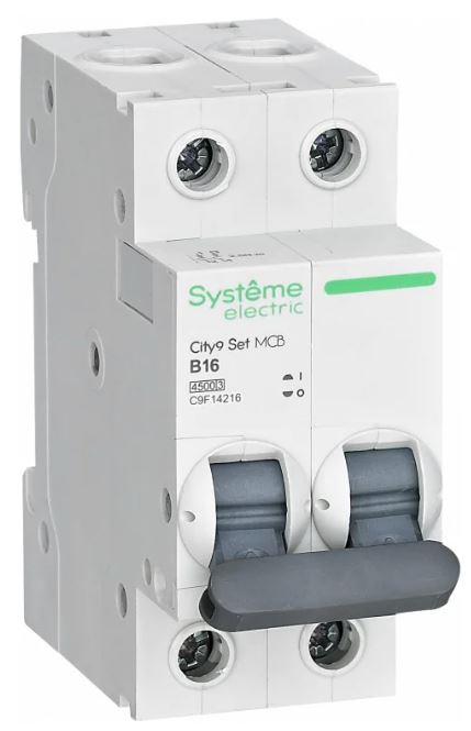 

Автоматический выключатель Systeme Electric C9F14216 City9 Set B 16А 2P 4.5kA 230В, C9F14216