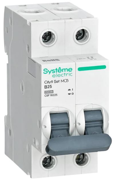 

Автоматический выключатель Systeme Electric C9F16225 City9 Set B 25А 2P 6kA 230В, C9F16225
