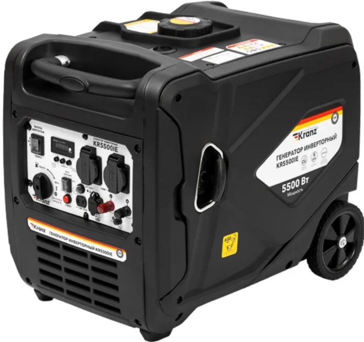

Генератор инверторный KRANZ KR5500IE KR-16-1146 5,5кВт, 230В, 10л, закрытый корпус, электростартер, KR5500IE