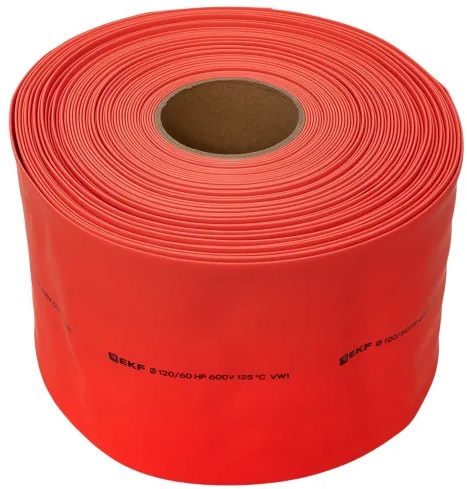 

Термоусаживаемая трубка EKF tut-120-r ТУТ нг 120/60 красная рулон, tut-120-r