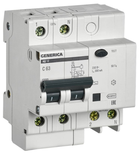 Изображение товара Автомат дифференциальный GENERICA MAD15-2-063-C-300