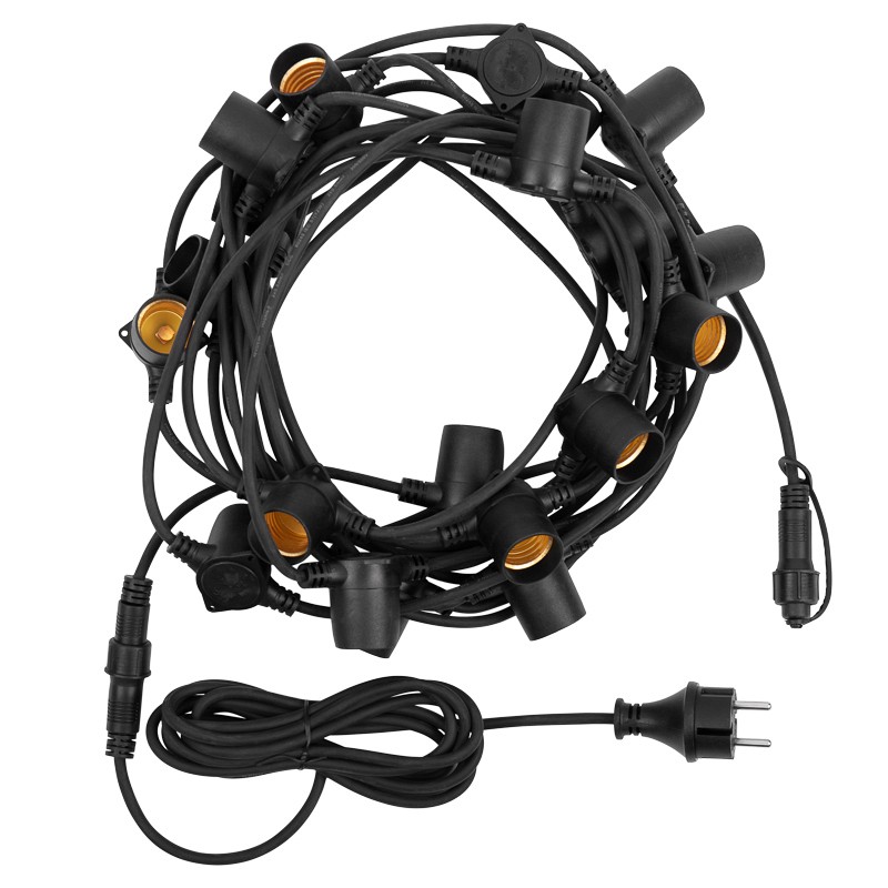 

Гирлянда NEON-NIGHT 331-331 Белт-Лайт 2 жилы 10м, черный каучук, шаг 50см, 20 патронов Е27, шнур 3м, IP44, соединяется, 331-331