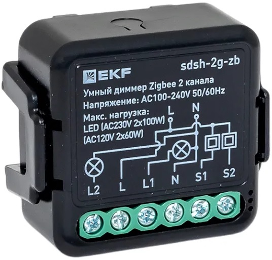 

Диммер умный EKF sdsh-2g-zb в подрозетник 2-канальный Zigbee Connect Select, sdsh-2g-zb