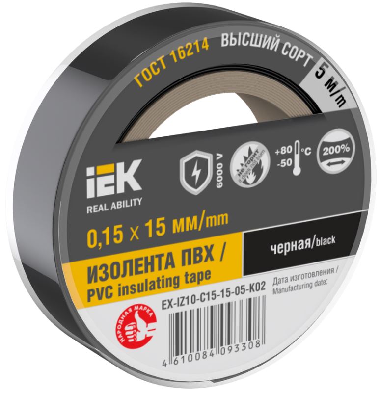 

Изолента IEK EX-IZ10-C15-15-05-K02 MIXTAPE 70,15х15мм черная 5м, EX-IZ10-C15-15-05-K02