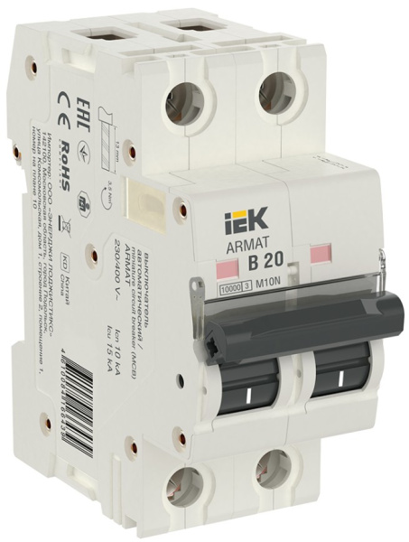 Изображение товара Автоматический выключатель IEK AR-M10N-2-B020 10А 2П надежная защита электросетей