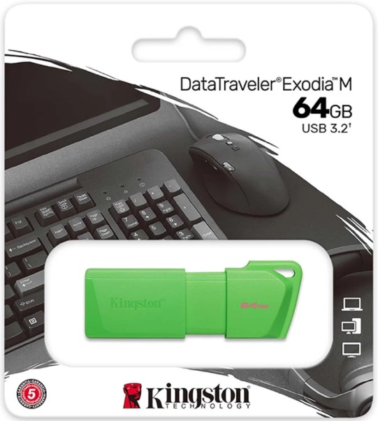 

Накопитель USB 3.2 64GB Kingston KC-U2L64-7LG DataTraveler Exodia M Neon (GREEN), KC-U2L64-7LG