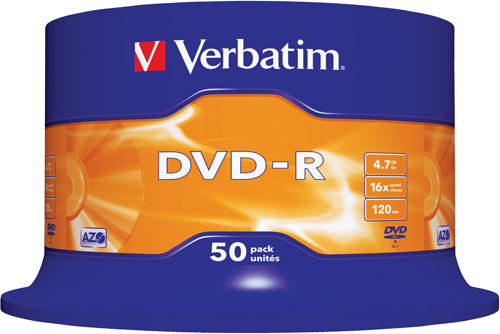 Изображение товара Диск Verbatim 43548 DVD-R 4.7 ГБ 16x 50 шт Cake Box