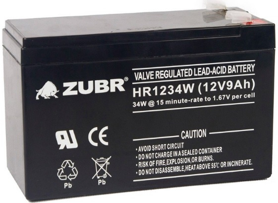 Изображение товара Аккумулятор ZUBR HR12-34W 12V 9Ah для ИБП и электрооборудования