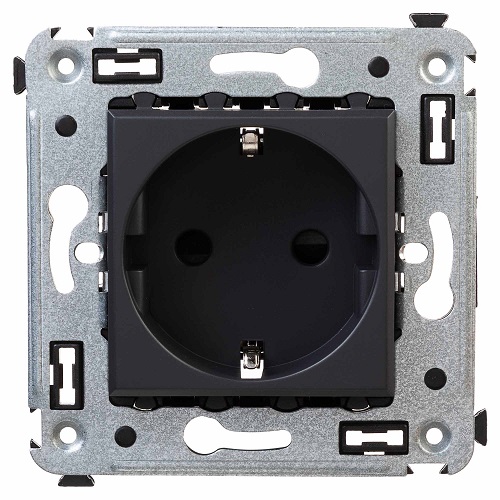 

Розетка DKC 4412003 в стену, 2P+E, с з/ш, "Черный матовый", 2 модуля, "Avanti", 4412003