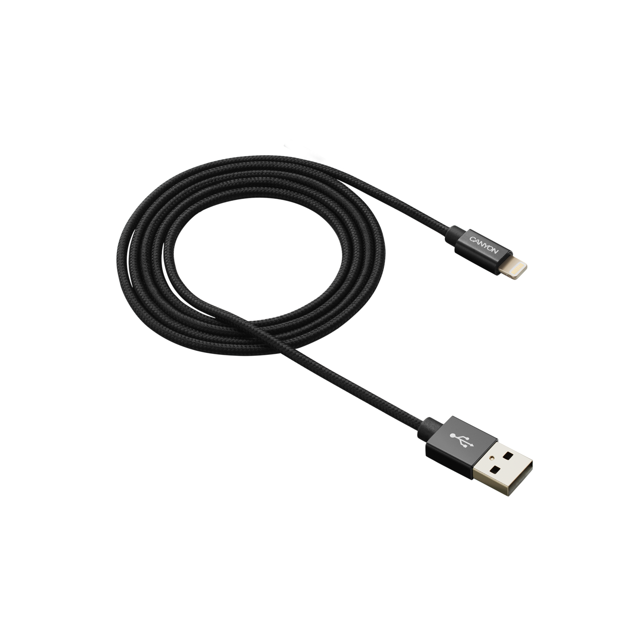 

Кабель интерфейсный Canyon MFI-3 CNS-MFIC3B USB/lightning, оплётка, 1m, black, MFI-3