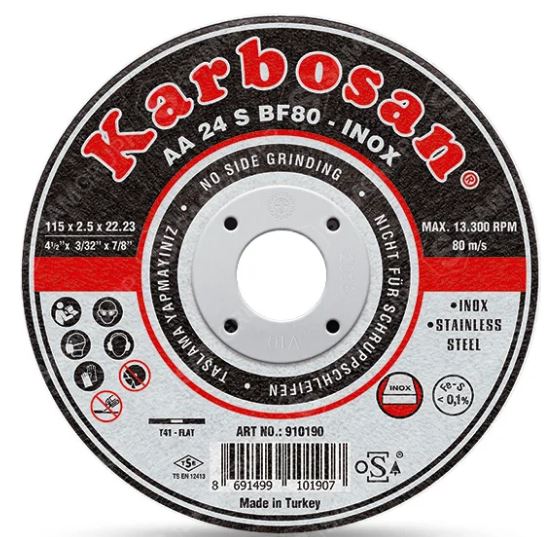 

Диск отрезной ООО САМ KAR-910190 Karbosan по нержавеющей стали 115х2,5х22 INOX, KAR-910190