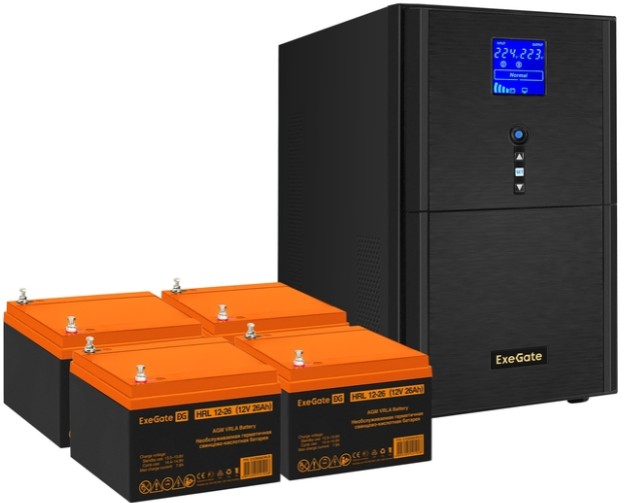 

Комплект Exegate SineTower SZ-5000.LCD.AVR.2SH.1C13.T.RJ.USB EX296882RUS ИБП EX295991RUS + батарея 26Aч EX285663RUS 4шт (инвертор, синус, для котла) 5, SineTower SZ-5000.LCD.AVR.2SH.1C13.T.RJ.USB