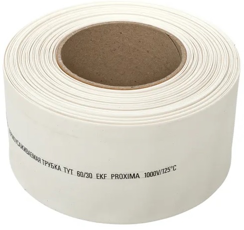 

Термоусаживаемая трубка EKF tut-60-w ТУТ нг 60/30 белая рулон, tut-60-w