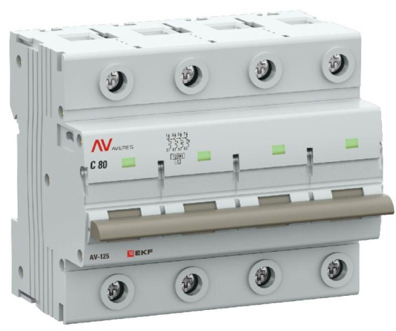Изображение товара Автоматический выключатель EKF mcb125-4-80C-av 80А IP20 серия Averes