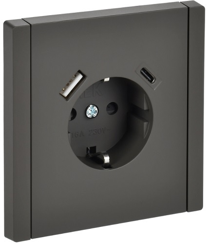 фото Розетка с заземлением с 2 USB  IEK FP-R14-16-U22-018-K03 в Волгограде