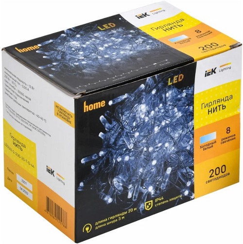 

Гирлянда IEK LGDU111-2-200-20-T-S-44 нить 20м 200W IP44 прозрачный 230В кон. 8, LGDU111-2-200-20-T-S-44