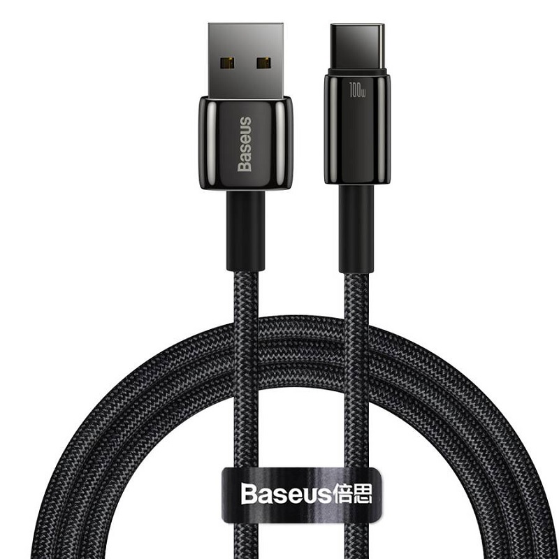 

Кабель интерфейсный Baseus CAWJ000001 Tungsten Gold Fast Charging Data USB to Type-C 100W 1m Black (зарядка и передача данных, быстрая зарядка, скорос, CAWJ000001