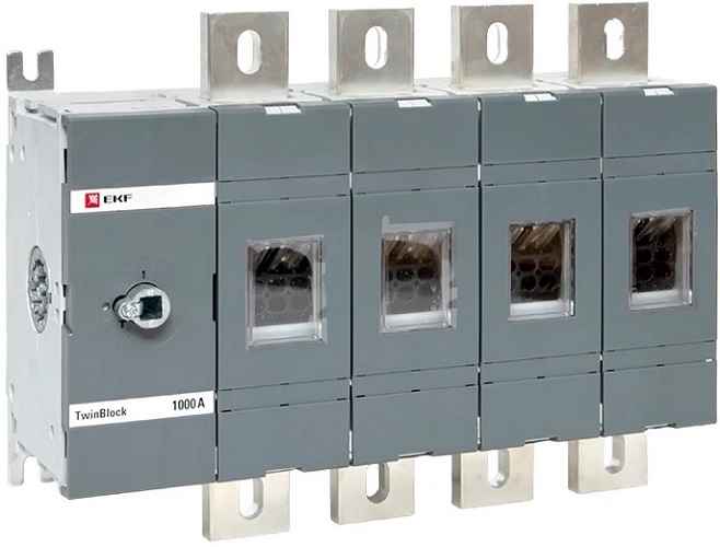 

Рубильник EKF tb-s-1000-4p 1000A 4P без рукоятки управления TwinBlock, tb-s-1000-4p