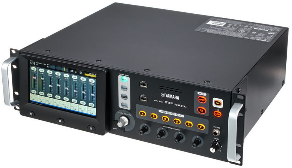 

Микшер Yamaha TF-RACK ZQ54270 цифровой, установка в рэк, входы: 16 mic/line (XLR/TRS combo) + 1 stereo line (RCA pin), выходы: 16 (8 XLR + 8 TRS phone, TF-RACK