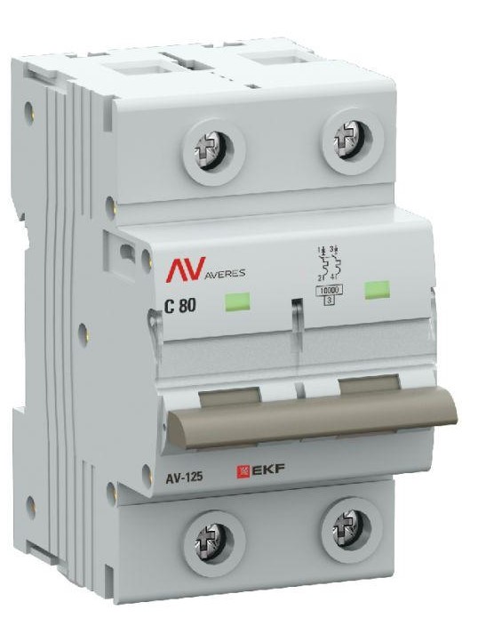 

Автоматический выключатель EKF mcb125-2-80C-av AV-125 2P 80A (C) 10kA AVERES, mcb125-2-80C-av