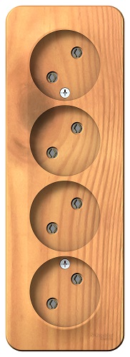 

Розетка Schneider Electric BLNRA000415 4-я б/з без шторок 16А, 250В, изолир. пластина Ясень наруж, BLNRA000415