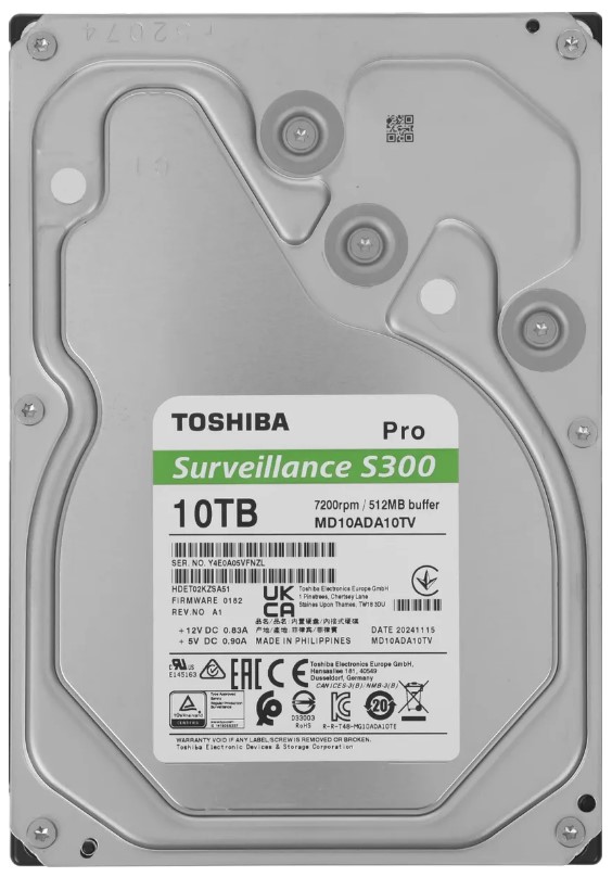 

Жесткий диск 10TB SATA 6Gb/s Toshiba S300 MD10ADA10TV 7200rpm, 512MB, S300