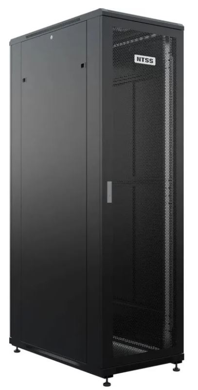 Шкаф напольный NTSS R 42U 800х1000мм, 4 профиля 19", двери перфорированная и перфорированная двухстворчатая, черный RAL 9005 (NTSS-R42U80100PD/PDD-BL)