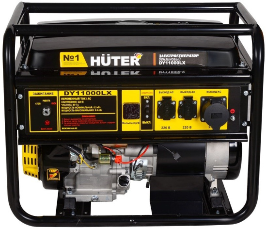 Изображение товара Бензиновый генератор Huter DY11000LX мощностью 8.9 кВт с электростартером и 25 л баком