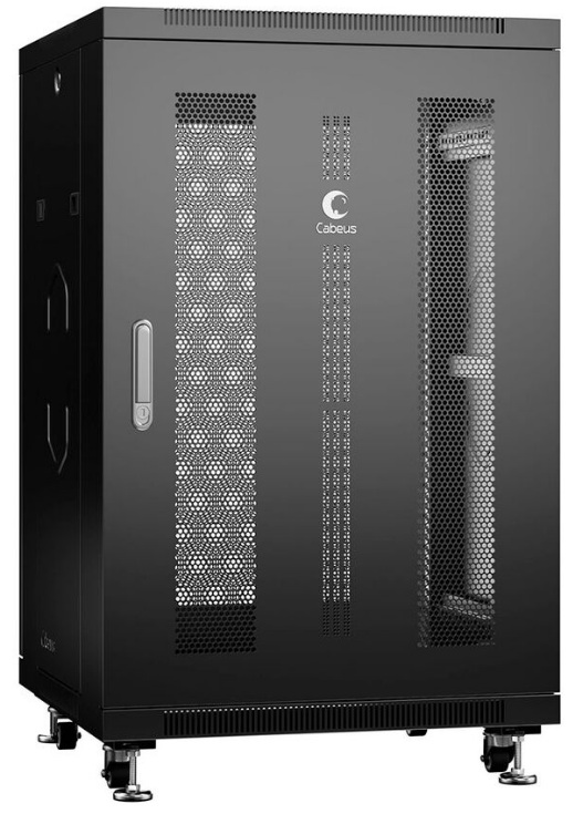 

Шкаф напольный 19", 18U Cabeus ND-05C-18U60/100-BK телекоммуникационный 600x1000x988mm (ШхГхВ) передняя и задняя перфорированные двери, ручка с замком, ND-05C-18U60/100-BK