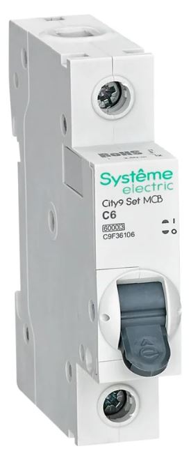 

Автоматический выключатель Systeme Electric C9F36106 City9 Set С 6А 1P 6kA 230В, C9F36106
