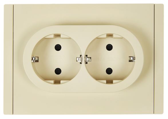 

Розетка двухместная с заземлением IEK FP-R24-16-1-K10 FORTE&PIANO с защитными шторками б/к 16А FP423 ваниль, FP-R24-16-1-K10