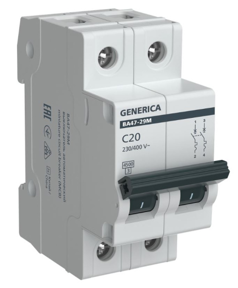 Изображение товара Автоматический выключатель GENERICA MVA21-2-020-C-G